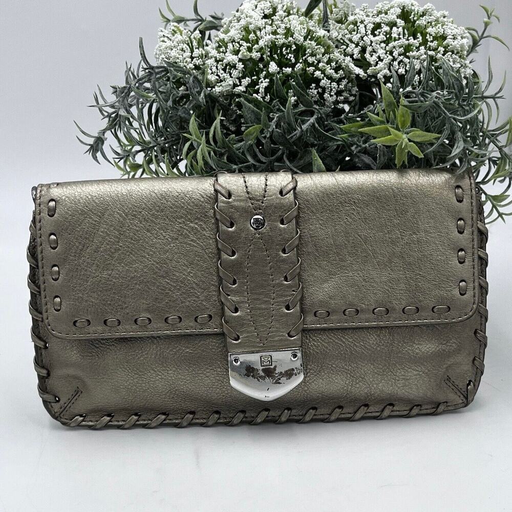 Michael Michael Kors Vintage Metallic Gold Palm Beach Clutch/Wristlet/ bag Purse